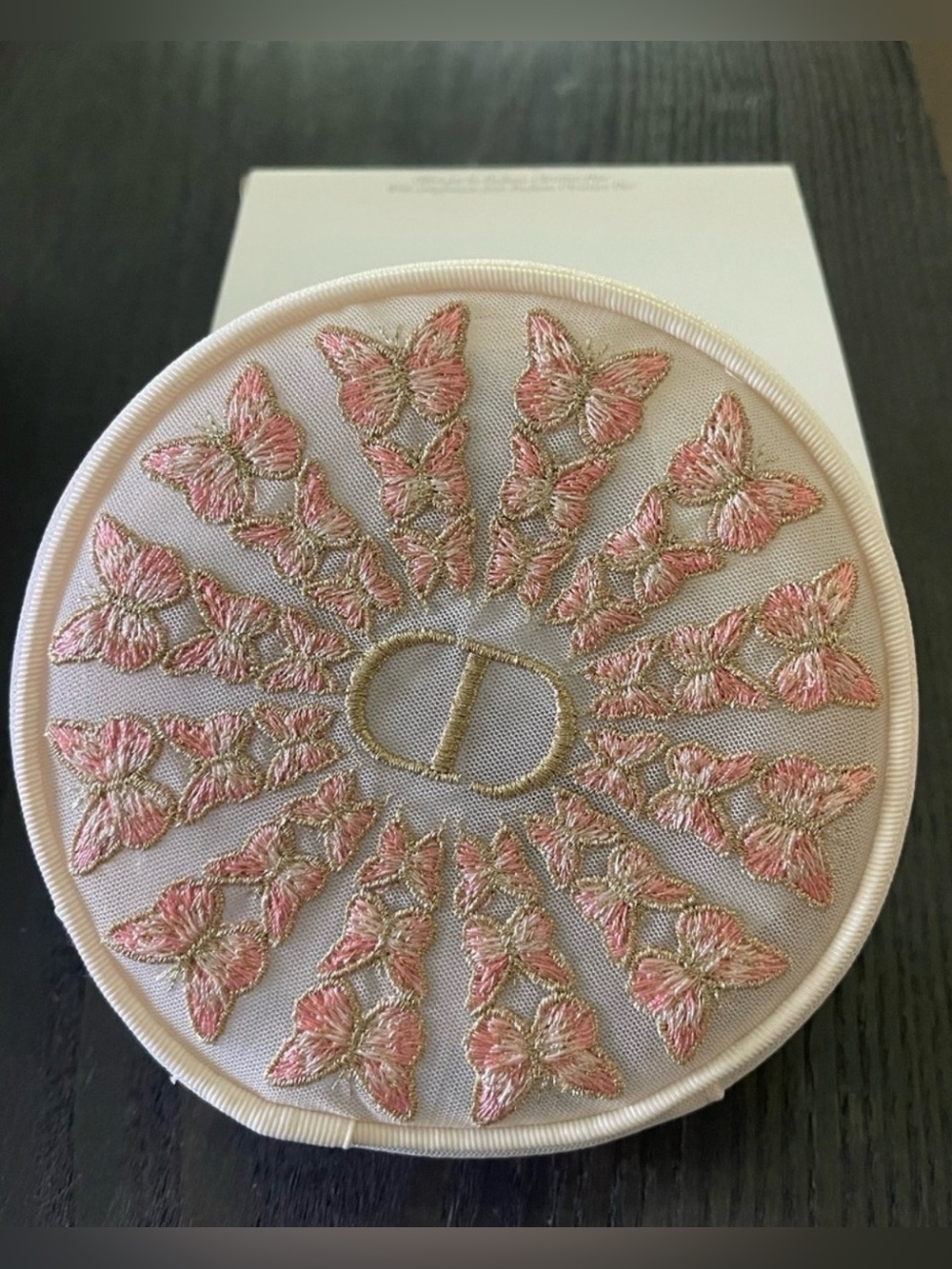 Dior Beaute✨⭐️🌸🩷GWP Embroidered Butterfly Round Cosmetic Pouch